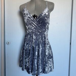 Ice Blue Velvet Mini Dress